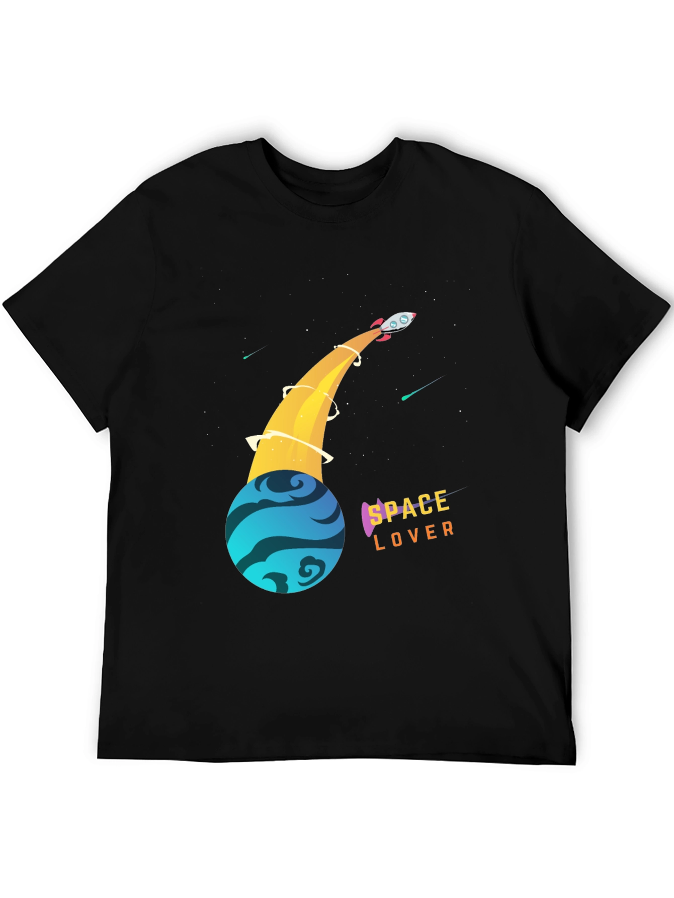 Space Lover T-Shirt - Rocket and Planet Design