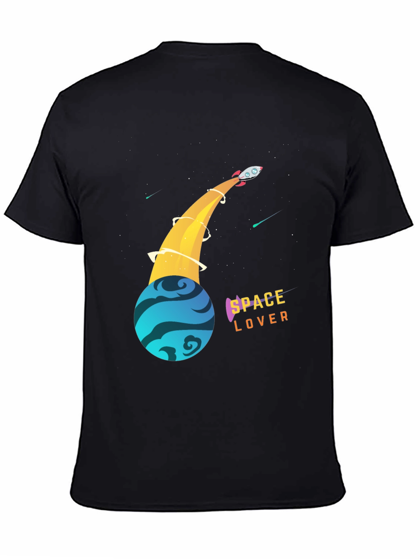 Space Lover T-Shirt - Rocket and Planet Design