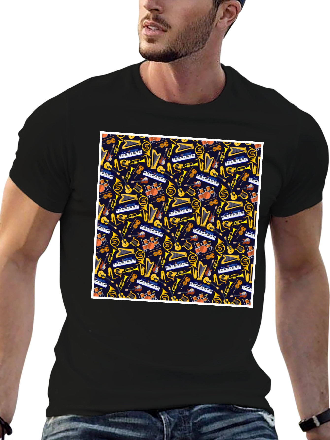 Music Instrument Pattern T-Shirt