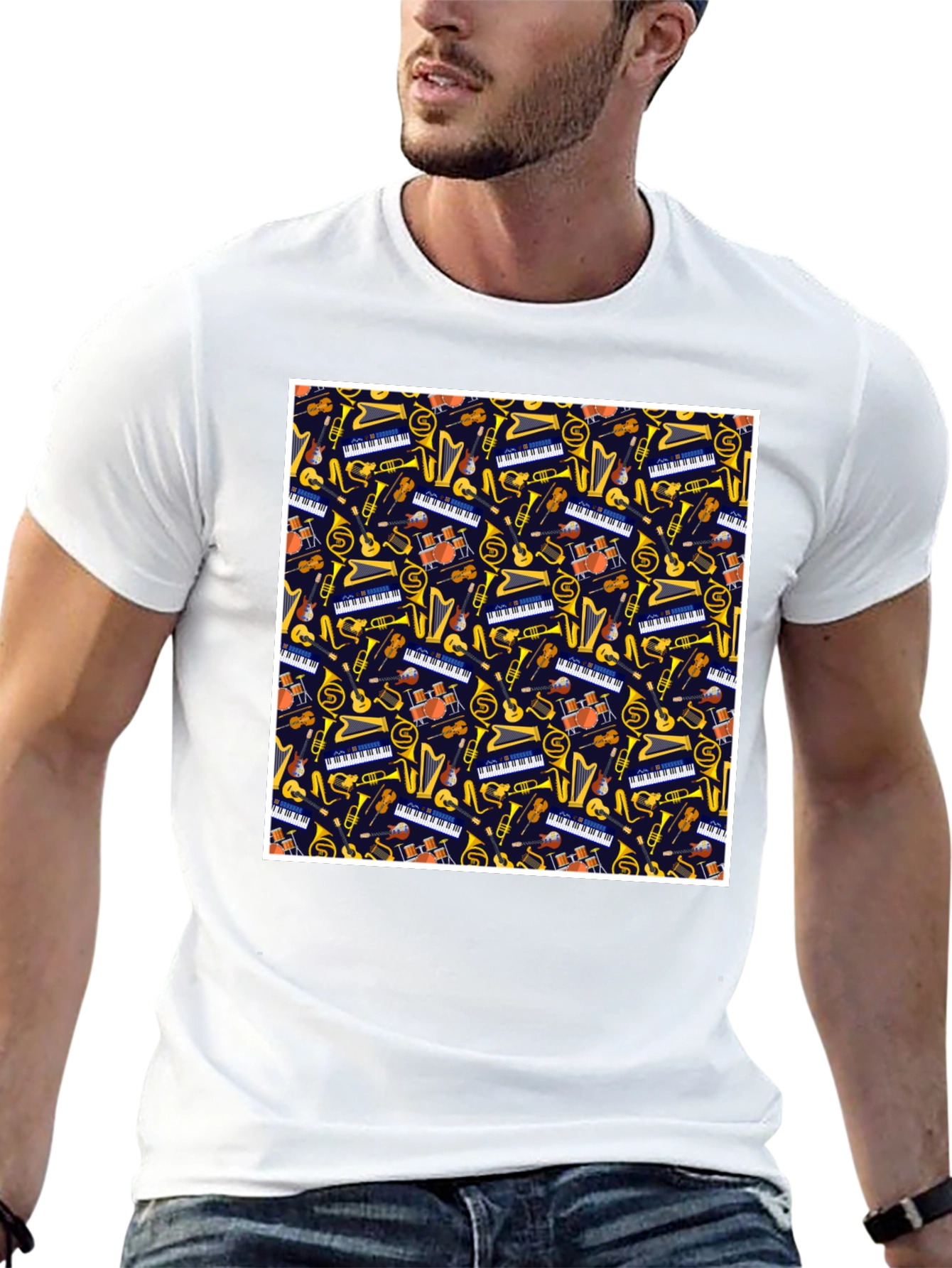 Music Instrument Pattern T-Shirt