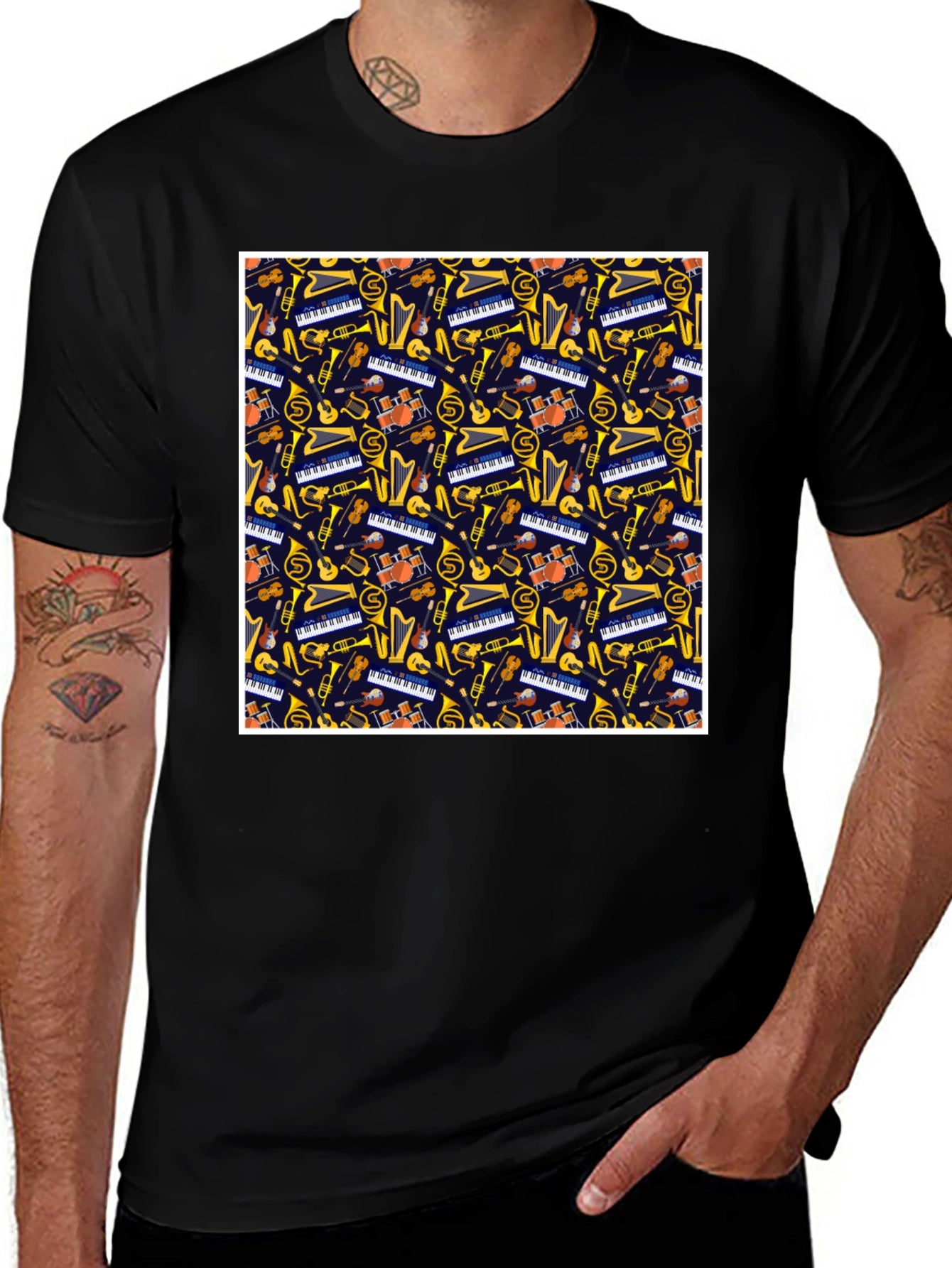 Music Instrument Pattern T-Shirt