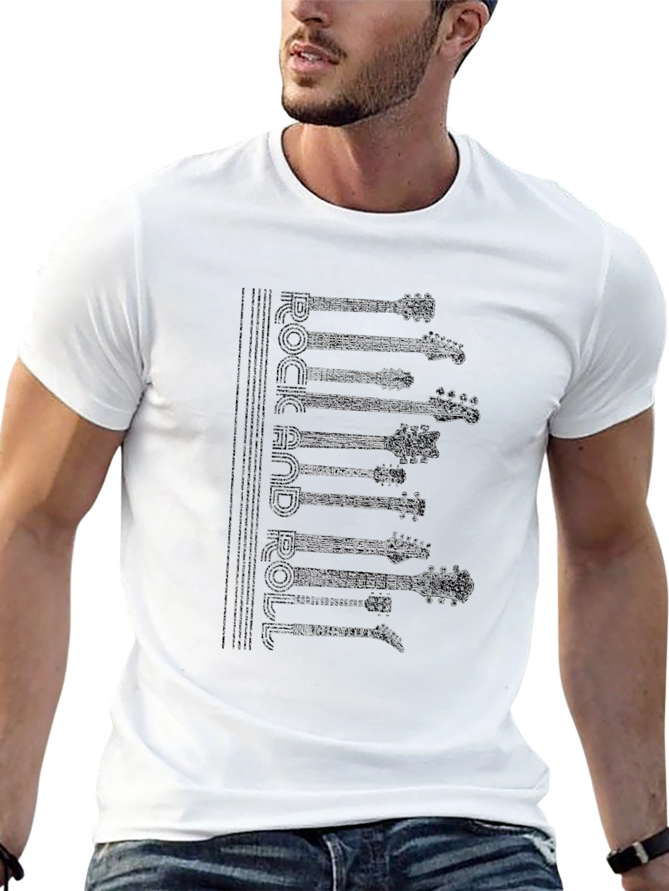 Rock and Roll Guitar T-Shirt - Black