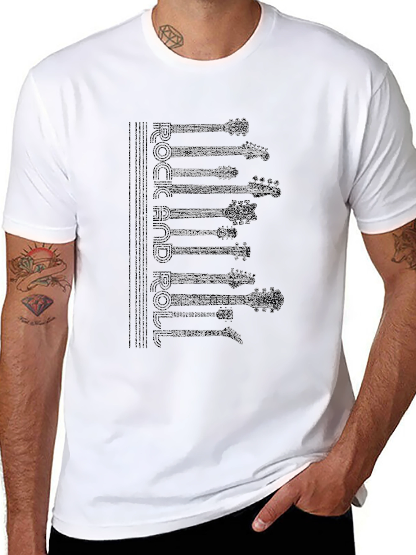 Rock and Roll Guitar T-Shirt - Black
