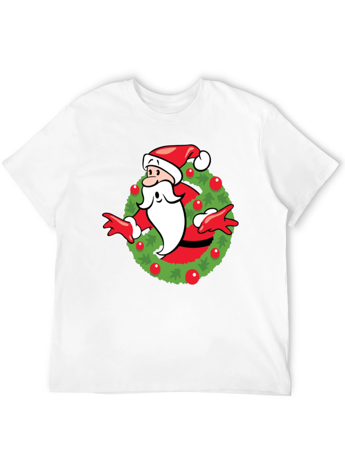 Festive Santa Wreath Graphic T-Shirt