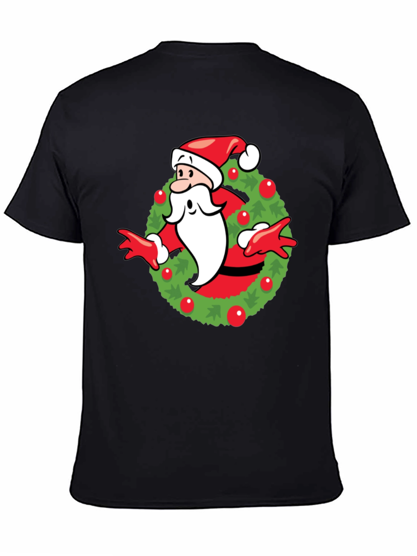 Festive Santa Wreath Graphic T-Shirt