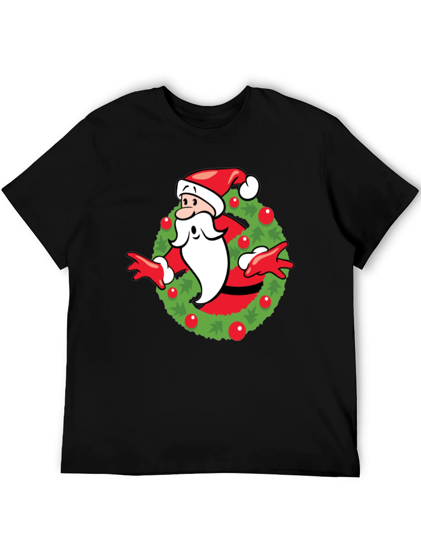 Festive Santa Wreath Graphic T-Shirt