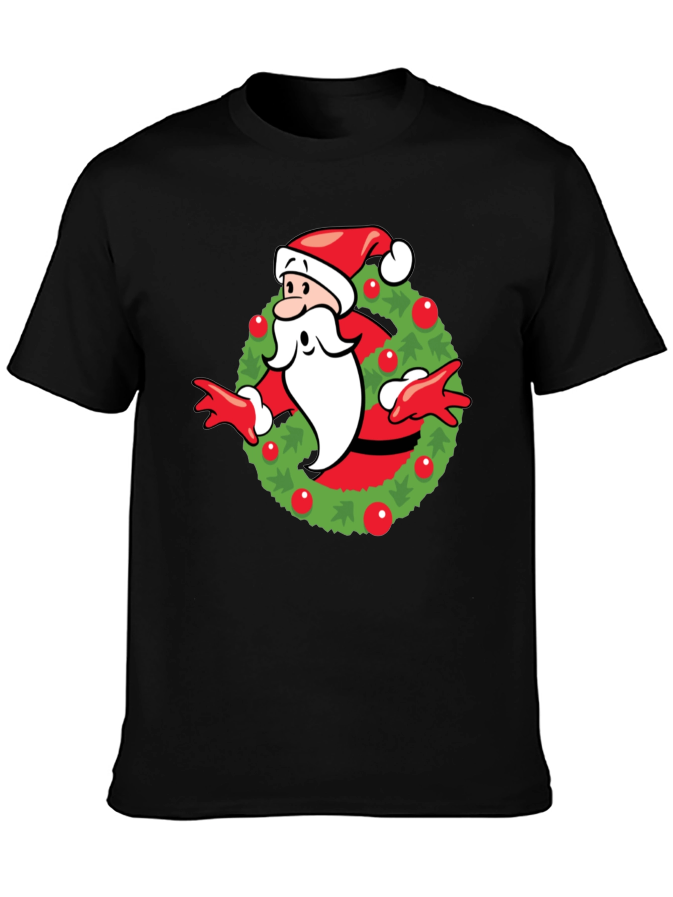Festive Santa Wreath Graphic T-Shirt