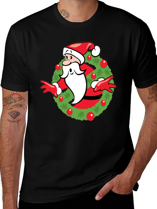 Festive Santa Wreath Graphic T-Shirt