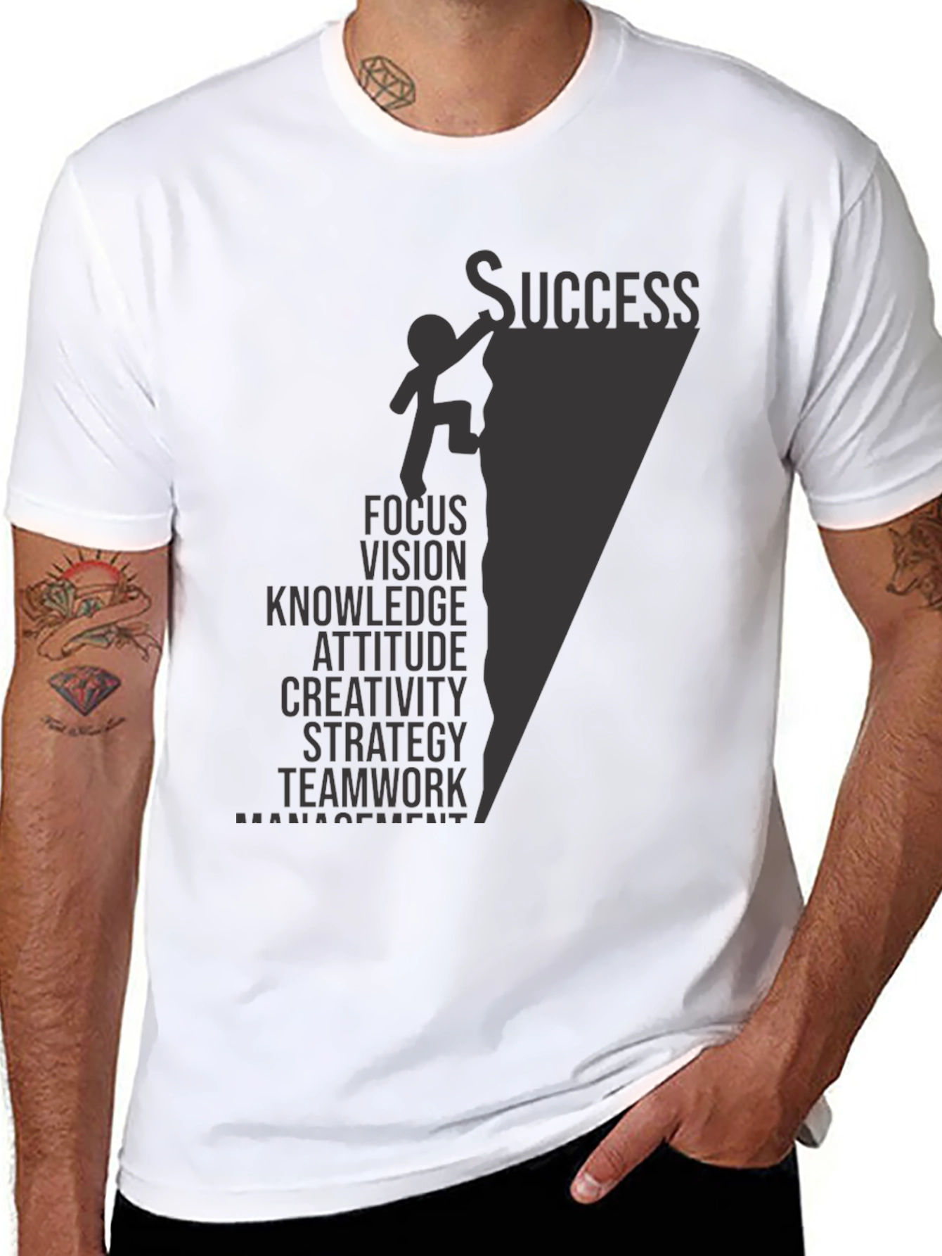 Success Climb Black Graphic Tee for Men