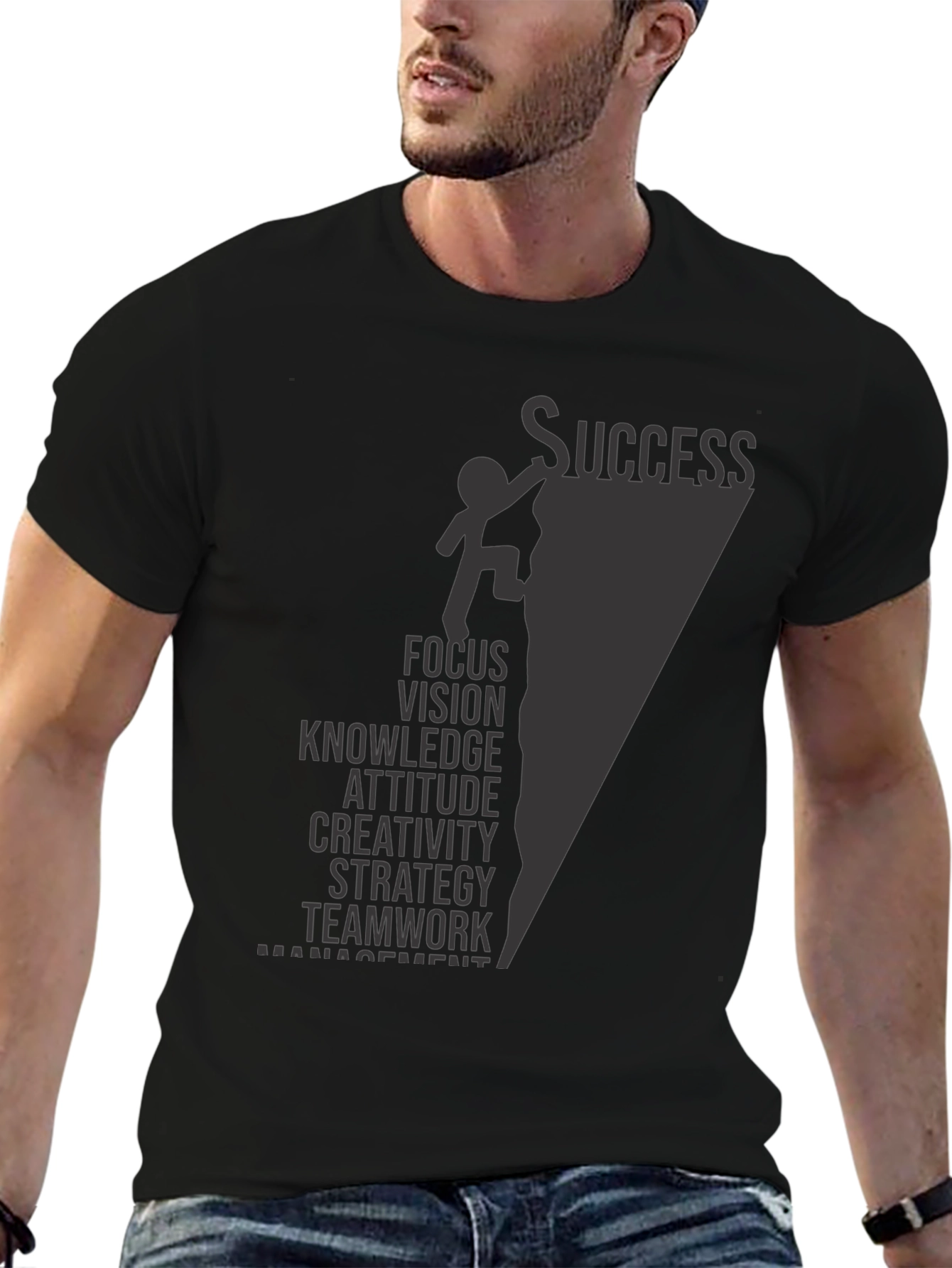Success Climb Black Graphic Tee for Men