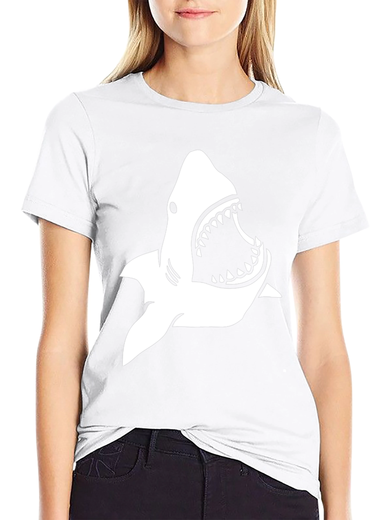 Shark Graphic Print T-Shirt - Black