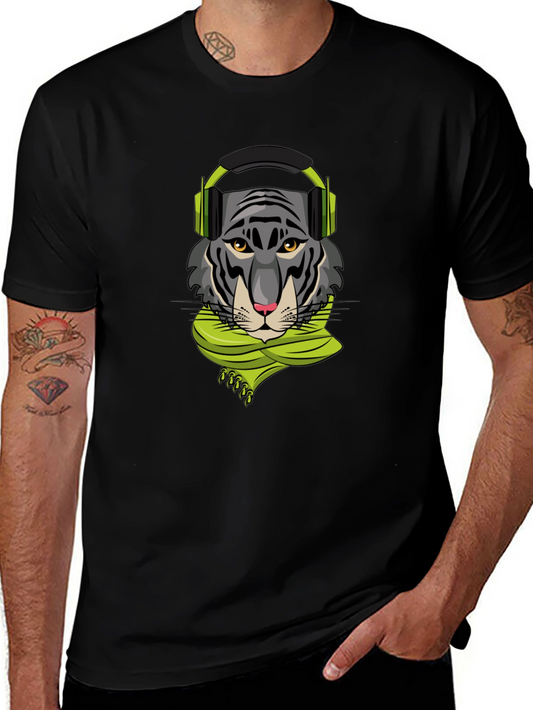 Tiger DJ Graphic Tee - Stylish Black T-Shirt