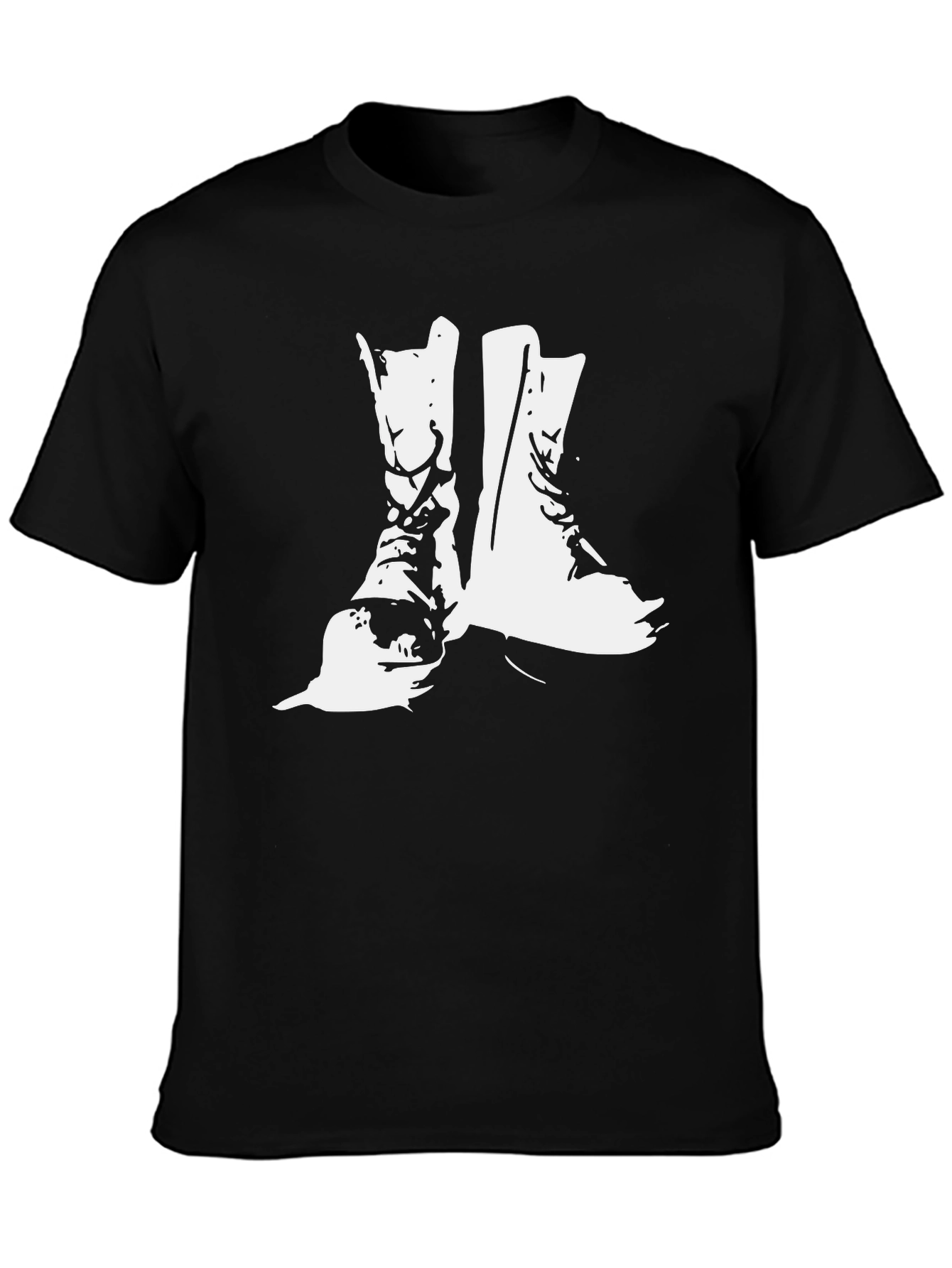 Combat Boots Graphic Tee - Black Cotton T-Shirt