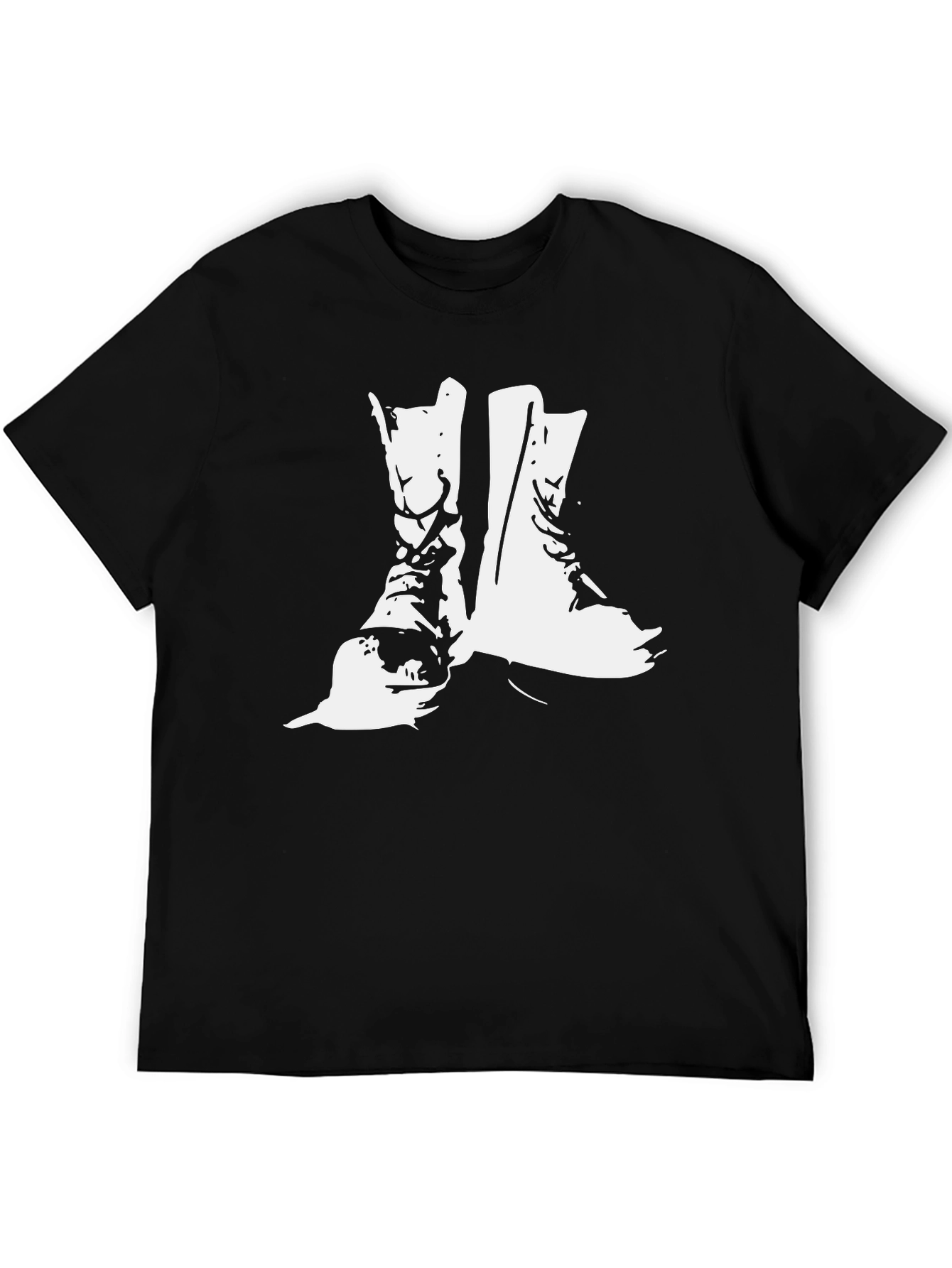 Combat Boots Graphic Tee - Black Cotton T-Shirt