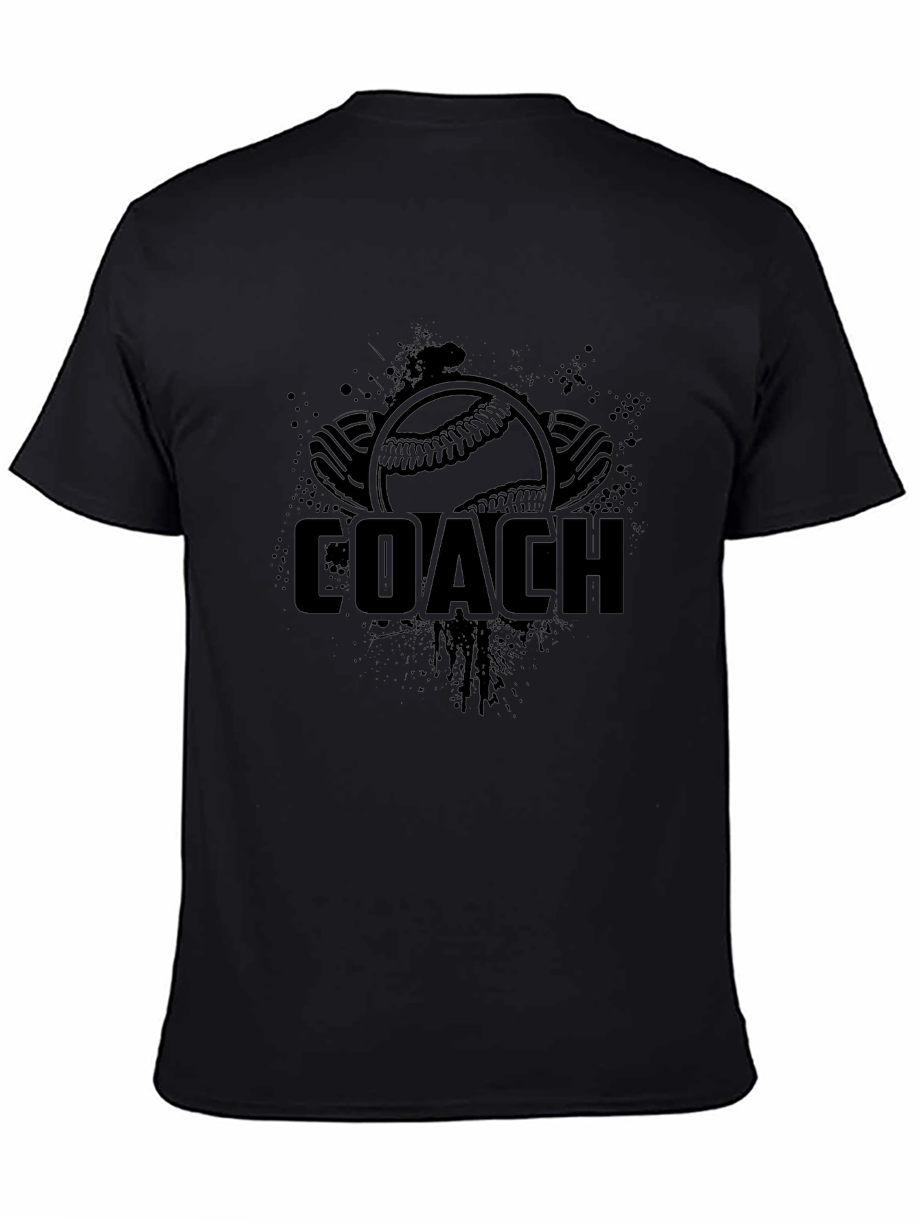 Baseball Coach Graphic T-Shirt - Black Crew Neck Tee
