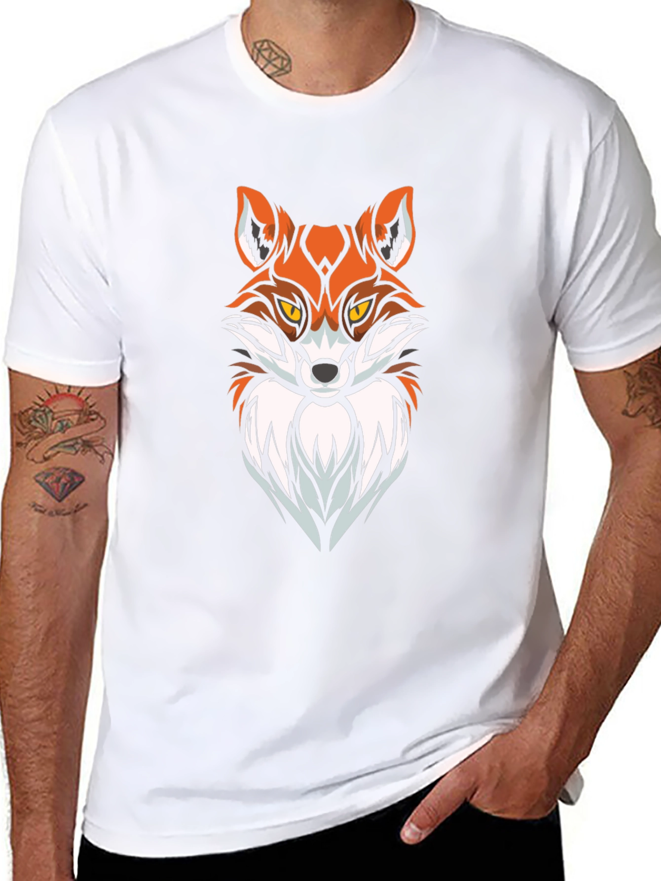 Cool Fox Graphic Print Black T-Shirt