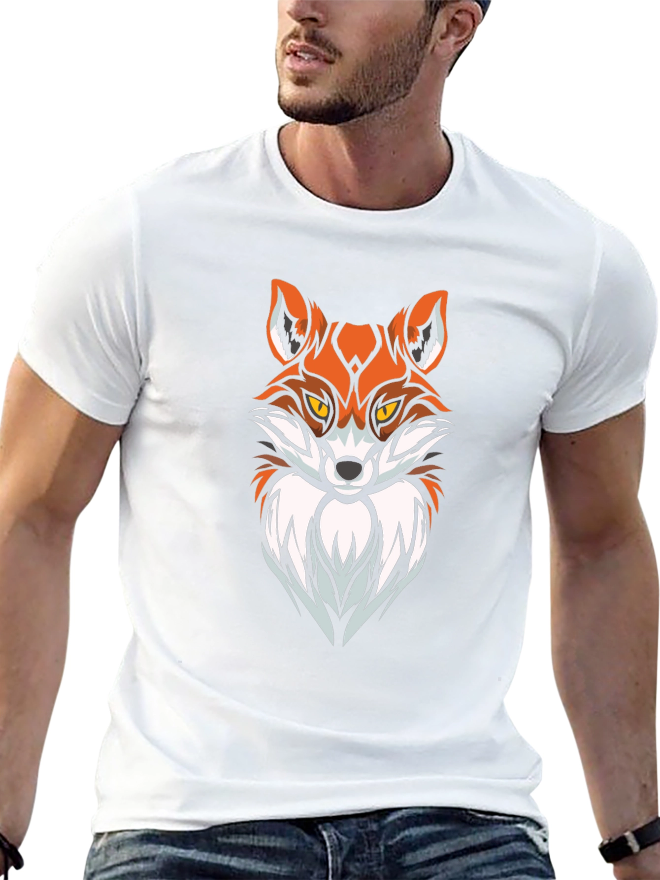 Cool Fox Graphic Print Black T-Shirt