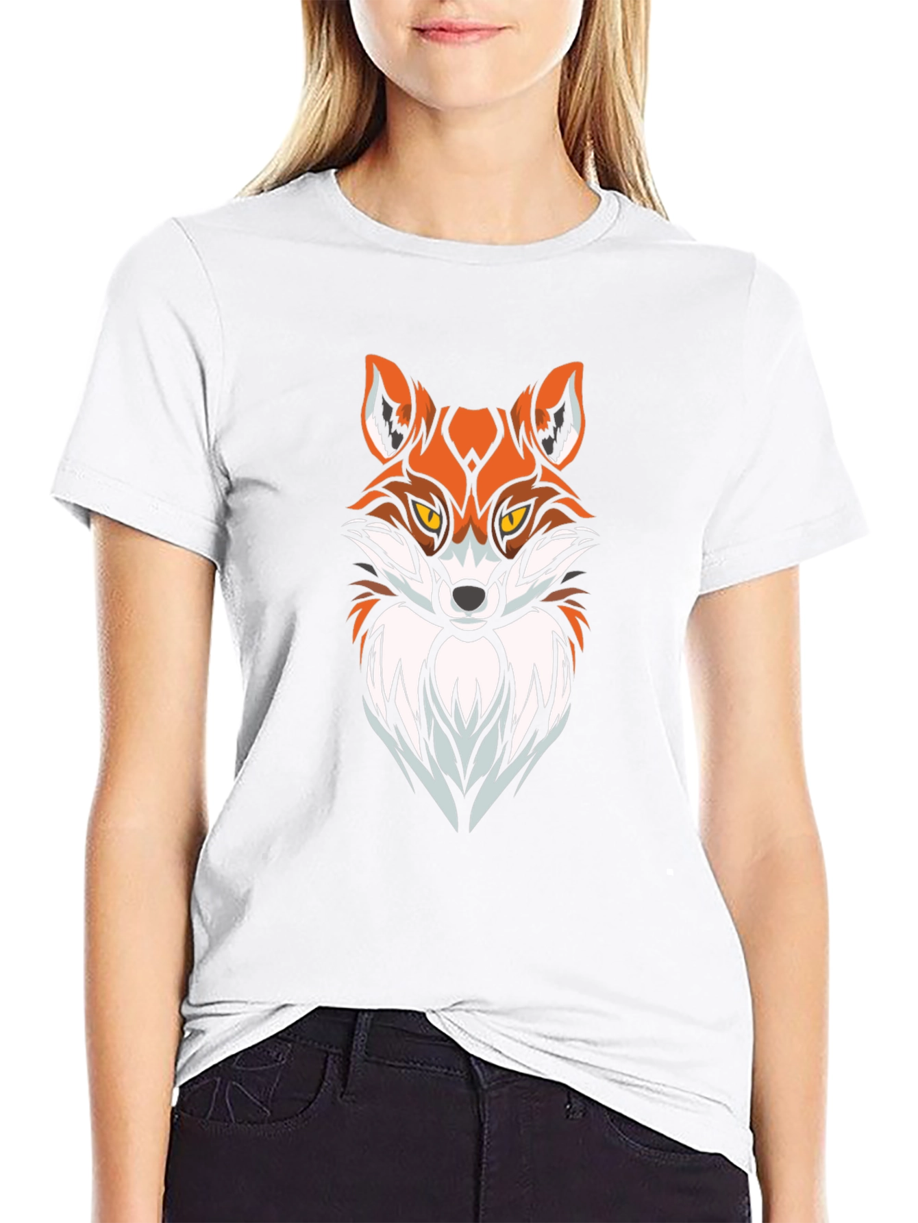 Cool Fox Graphic Print Black T-Shirt