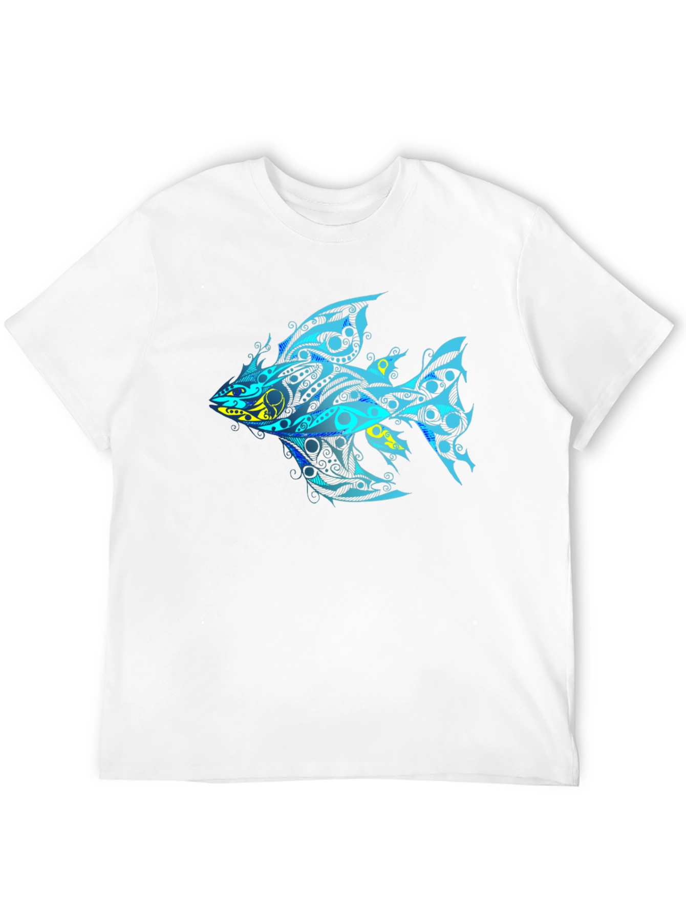 Tribal Fish Graphic T-Shirt - Black