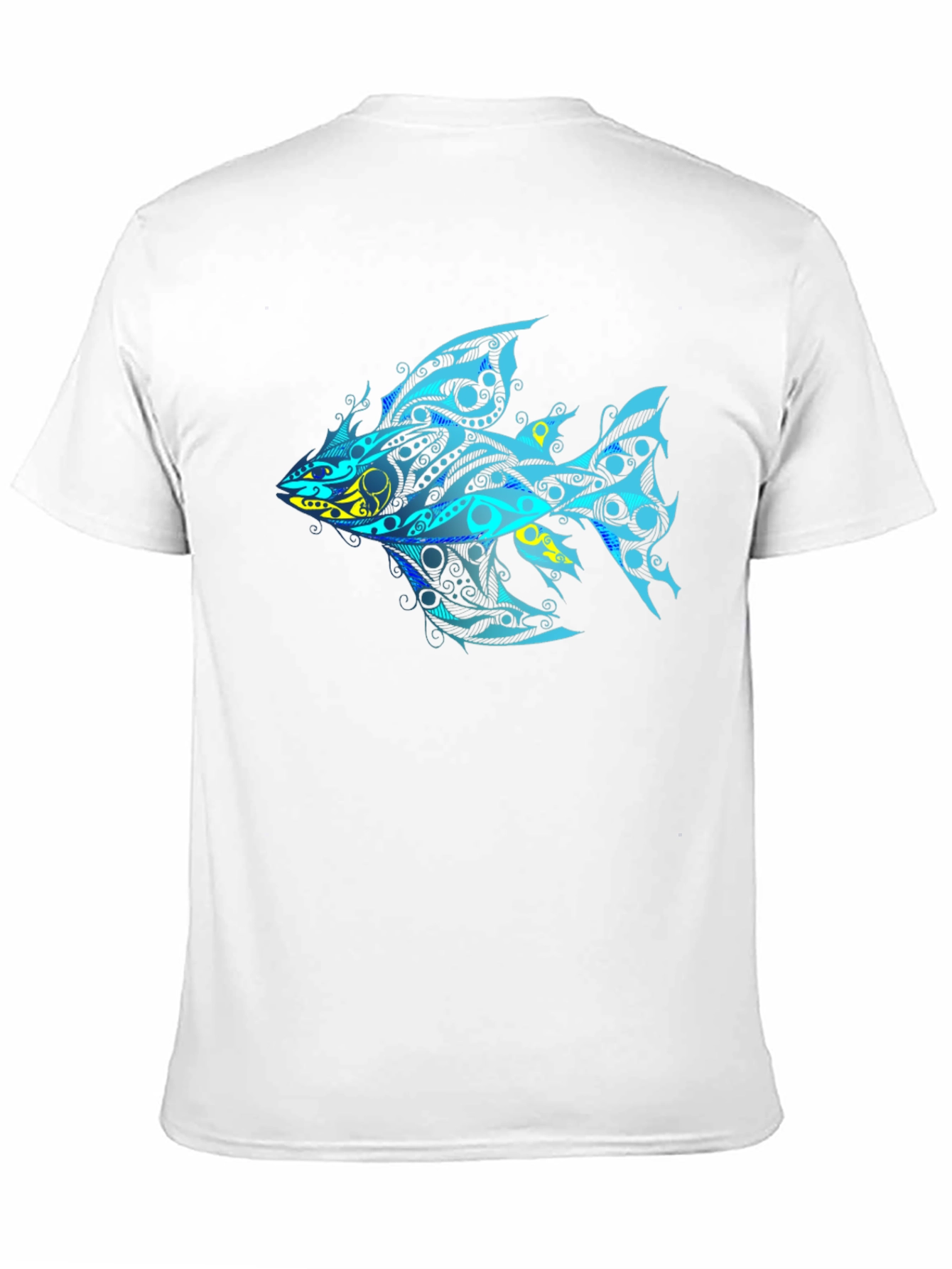 Tribal Fish Graphic T-Shirt - Black