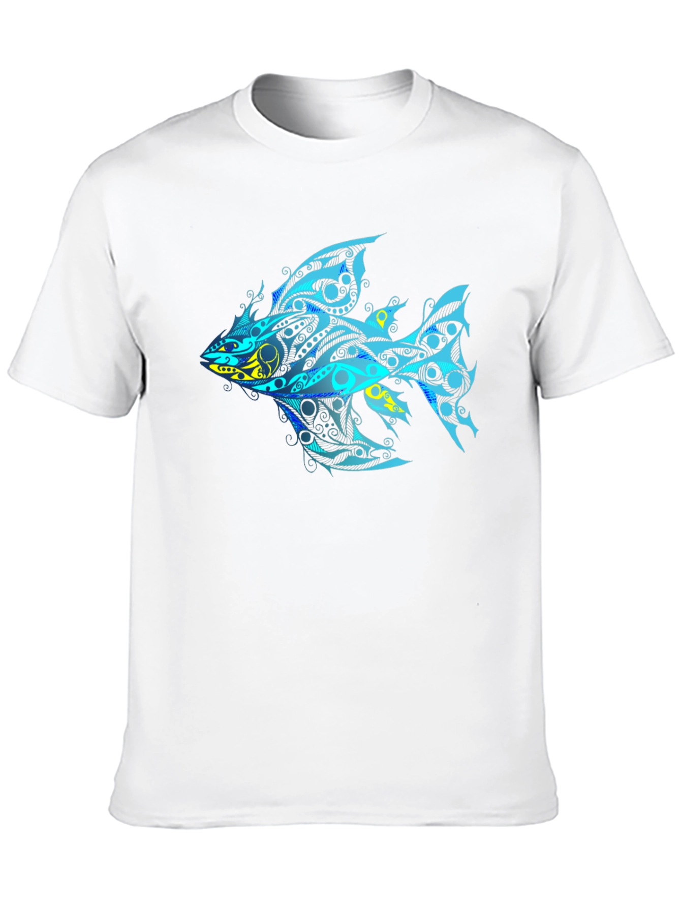 Tribal Fish Graphic T-Shirt - Black