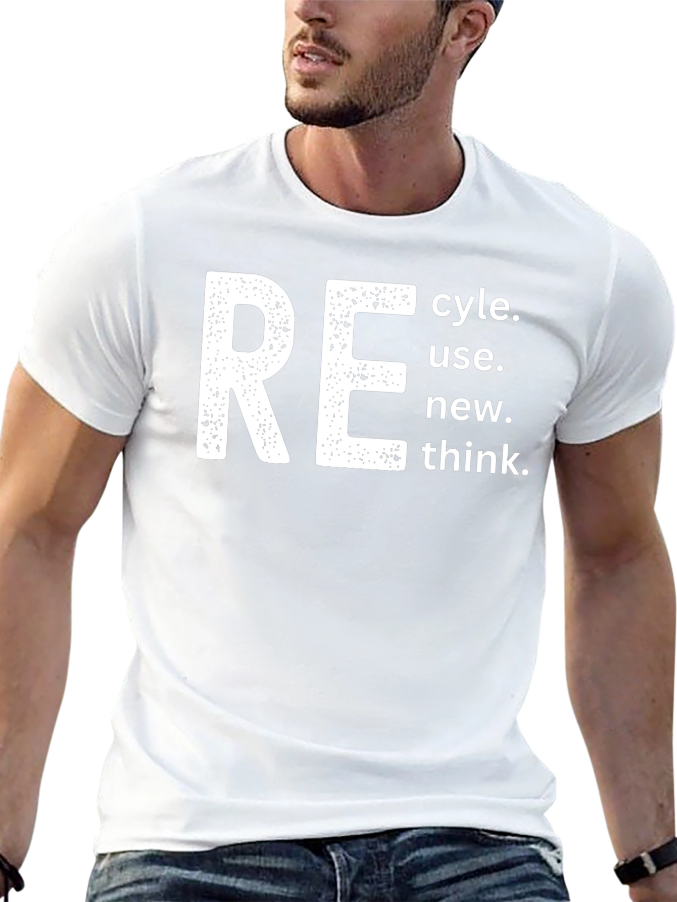 Eco-Friendly RE Graphic Tee - Recycle Reuse New Think