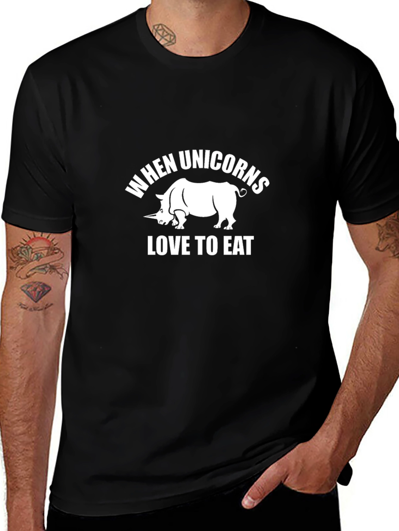 Funny Unicorn Eating Graphic T-Shirt