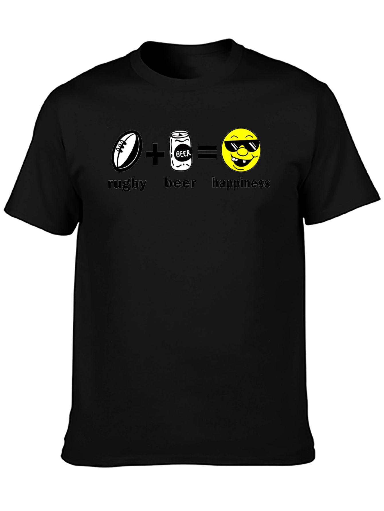 Rugby Beer Happiness Black T-Shirt