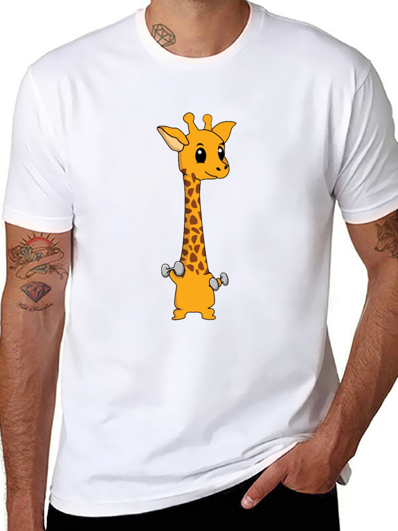 Giraffe Weights Black T-Shirt