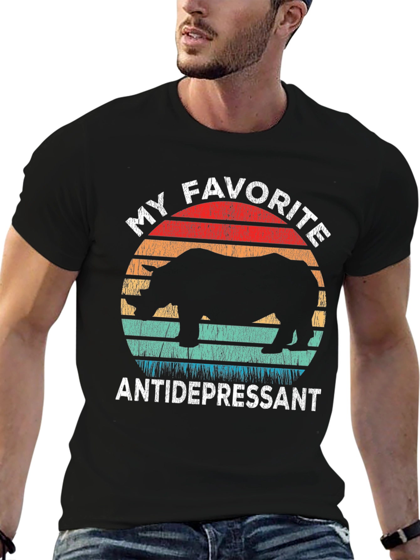 My Favorite Antidepressant Rhino Graphic T-Shirt