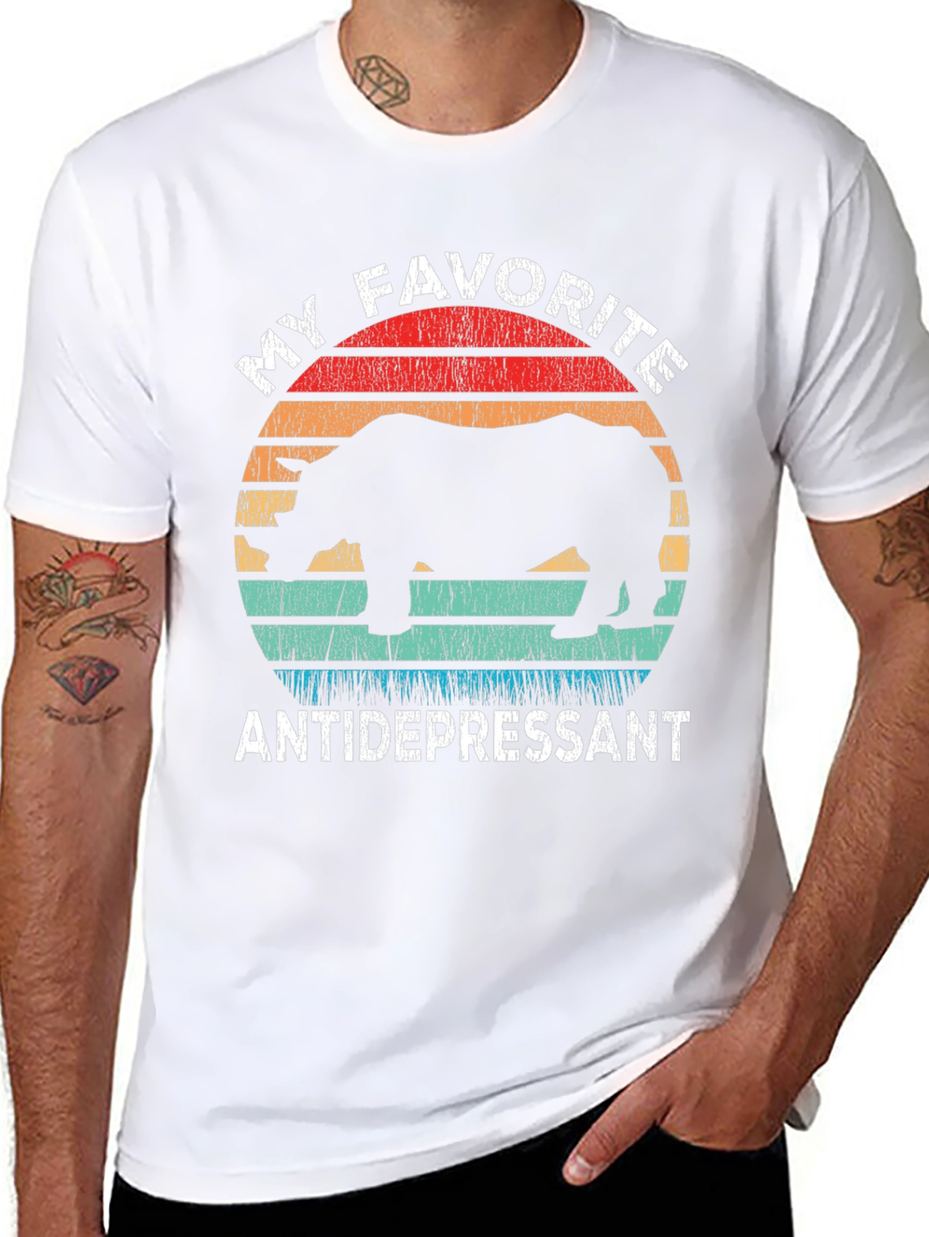 My Favorite Antidepressant Rhino Graphic T-Shirt
