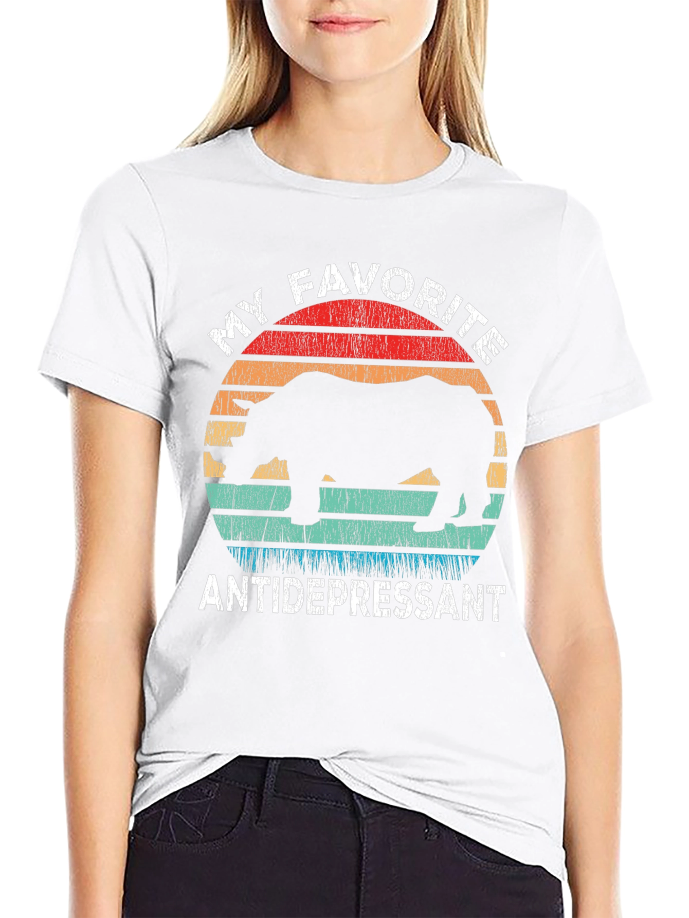 My Favorite Antidepressant Rhino Graphic T-Shirt