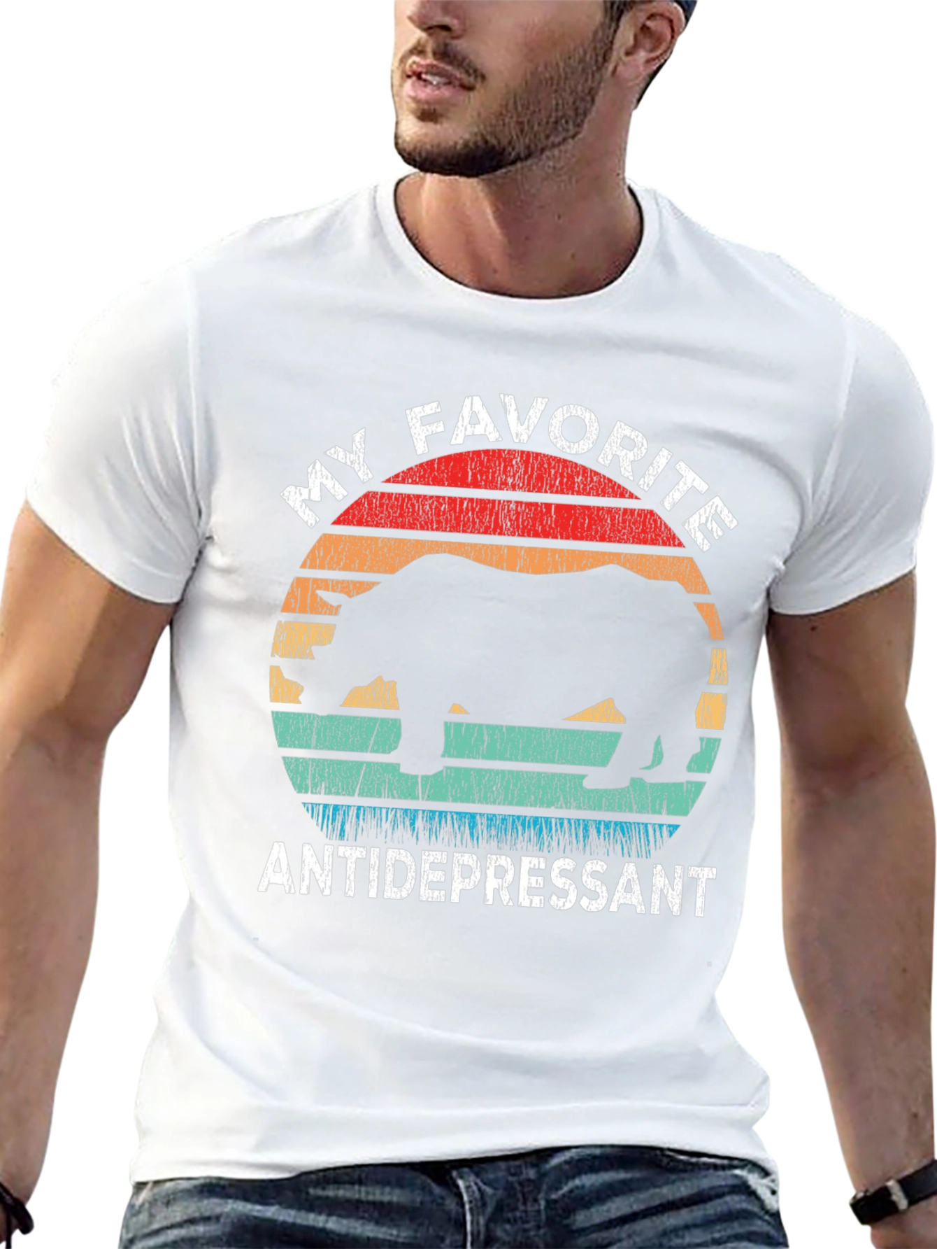 My Favorite Antidepressant Rhino Graphic T-Shirt