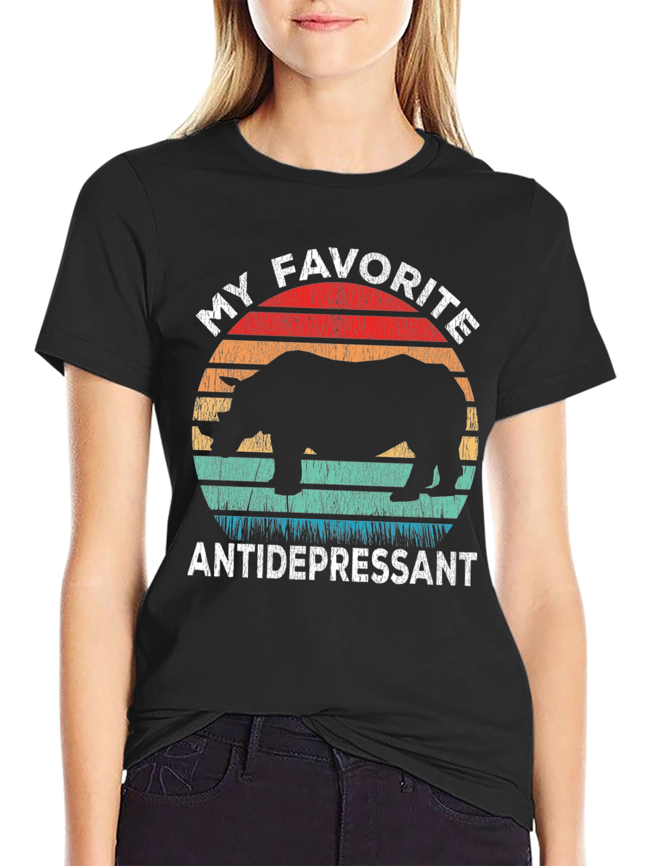 My Favorite Antidepressant Rhino Graphic T-Shirt
