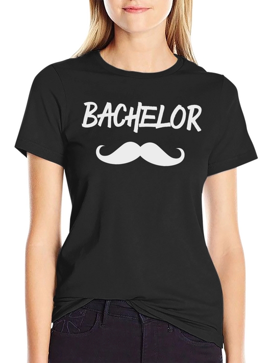 Bachelor Mustache Graphic Tee - Black Cotton T-Shirt