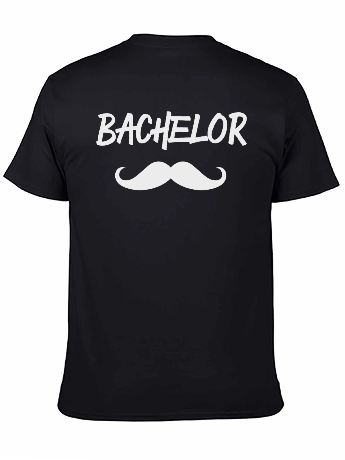Bachelor Mustache Graphic Tee - Black Cotton T-Shirt