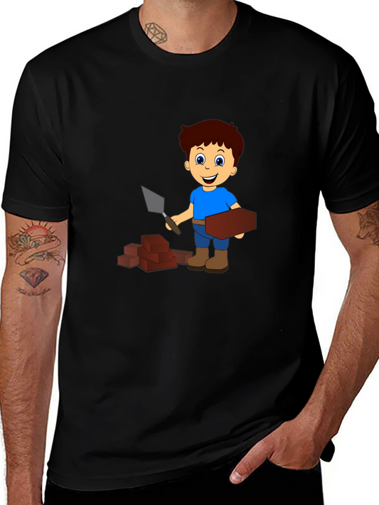 Cartoon Bricklayer Graphic Tee
