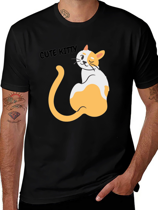 Cute Kitty Graphic Black T-Shirt