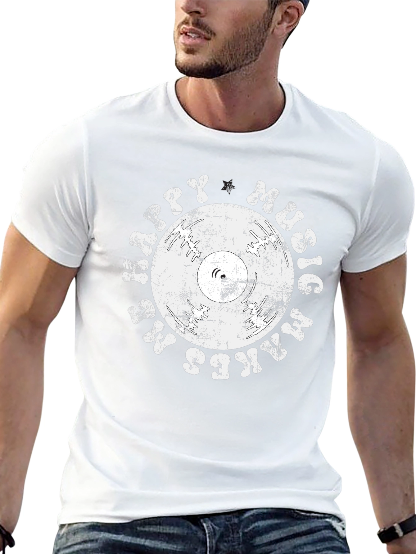 Retro Vinyl Music T-Shirt: Happy Music Makes Me Happy!
