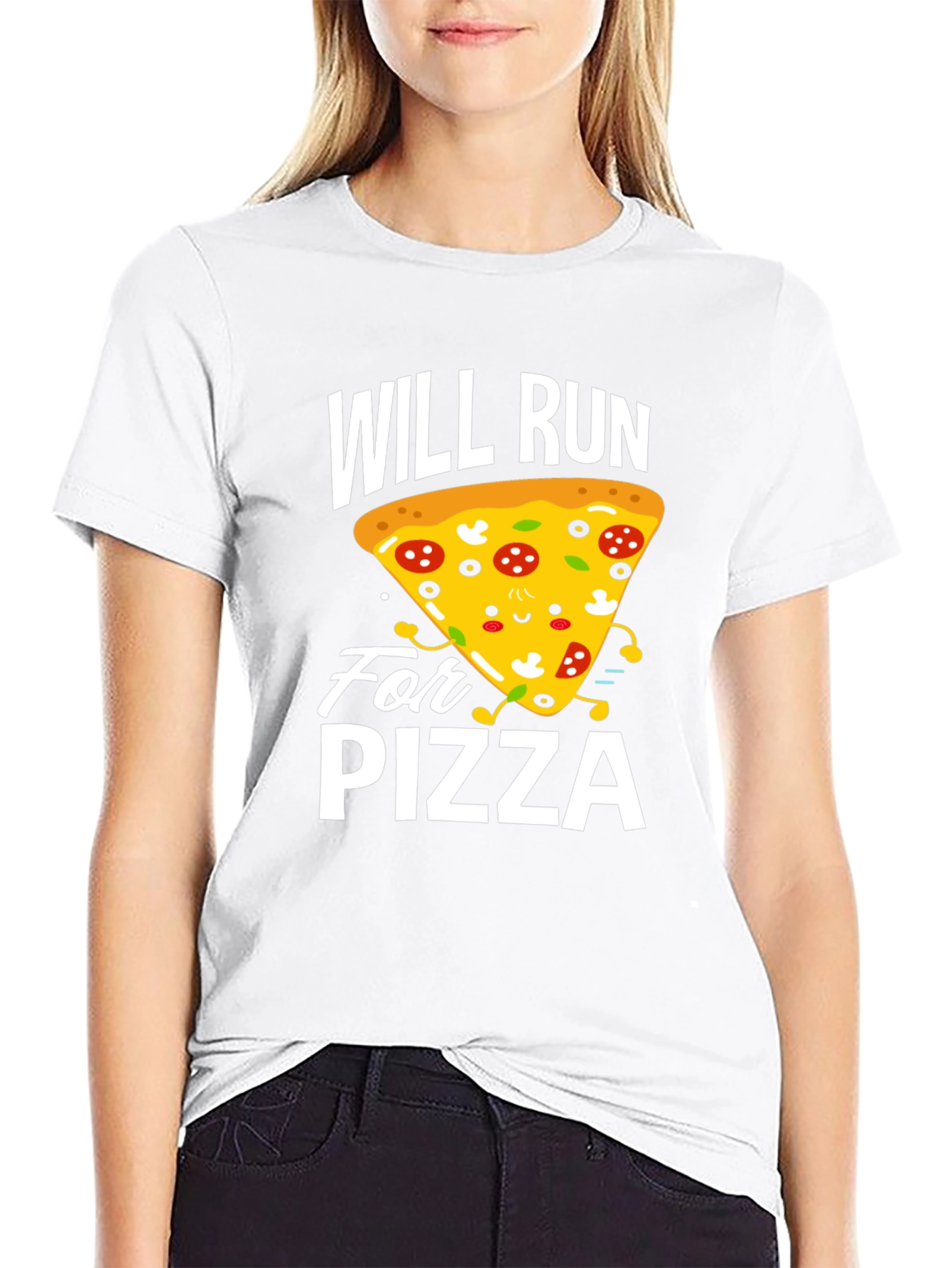 Will Run For Pizza Funny Graphic Tee
