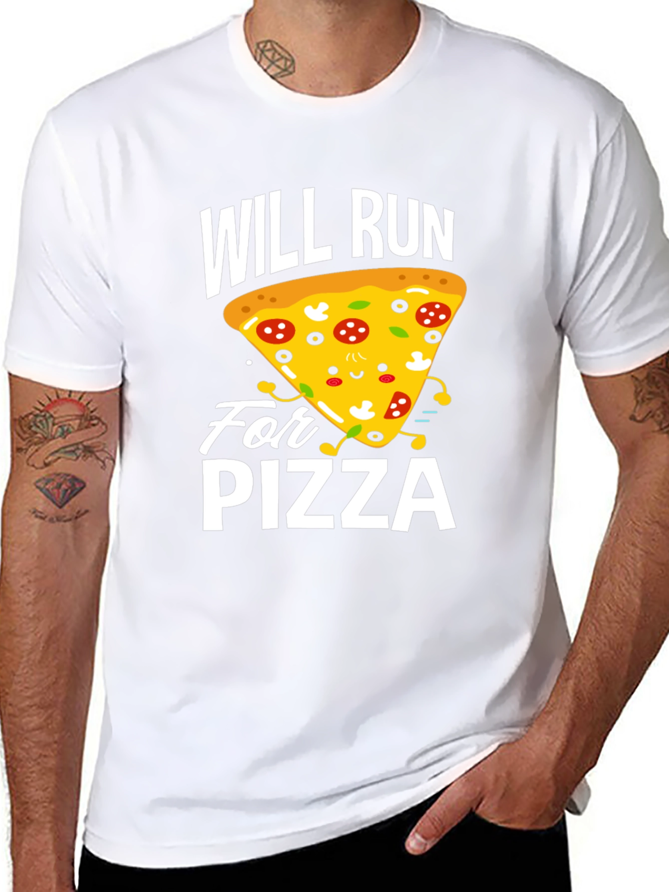 Will Run For Pizza Funny Graphic Tee