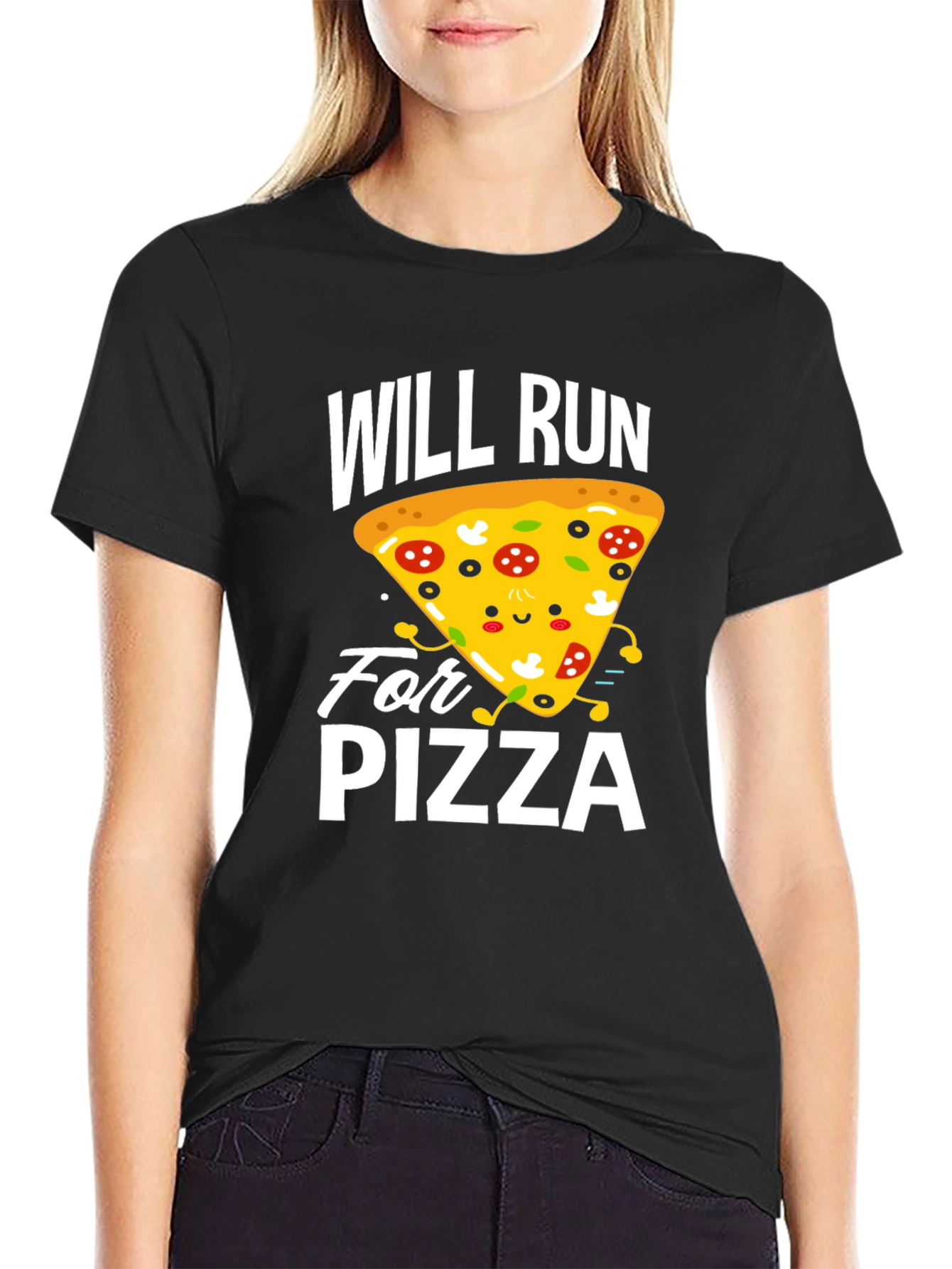 Will Run For Pizza Funny Graphic Tee