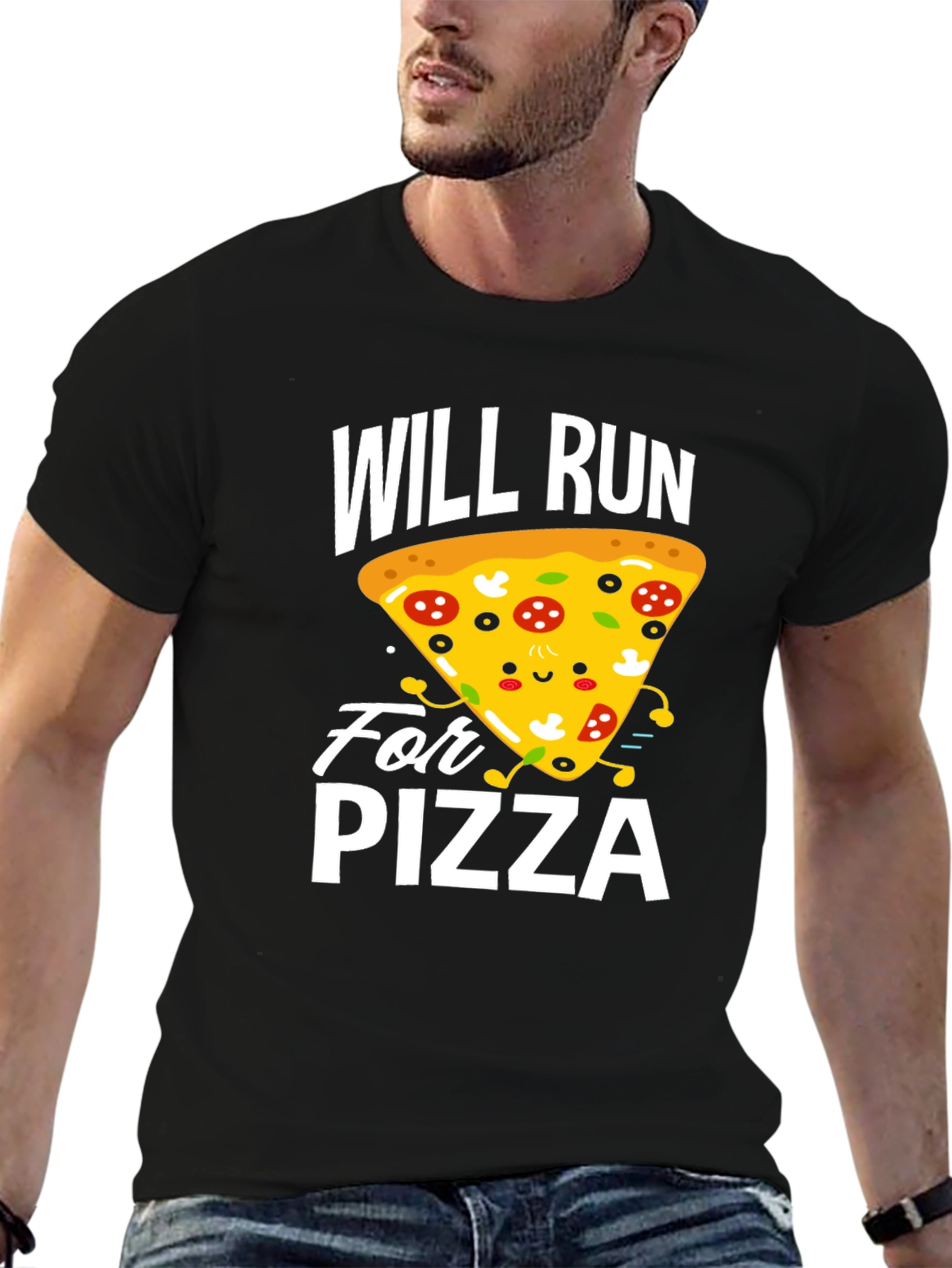 Will Run For Pizza Funny Graphic Tee