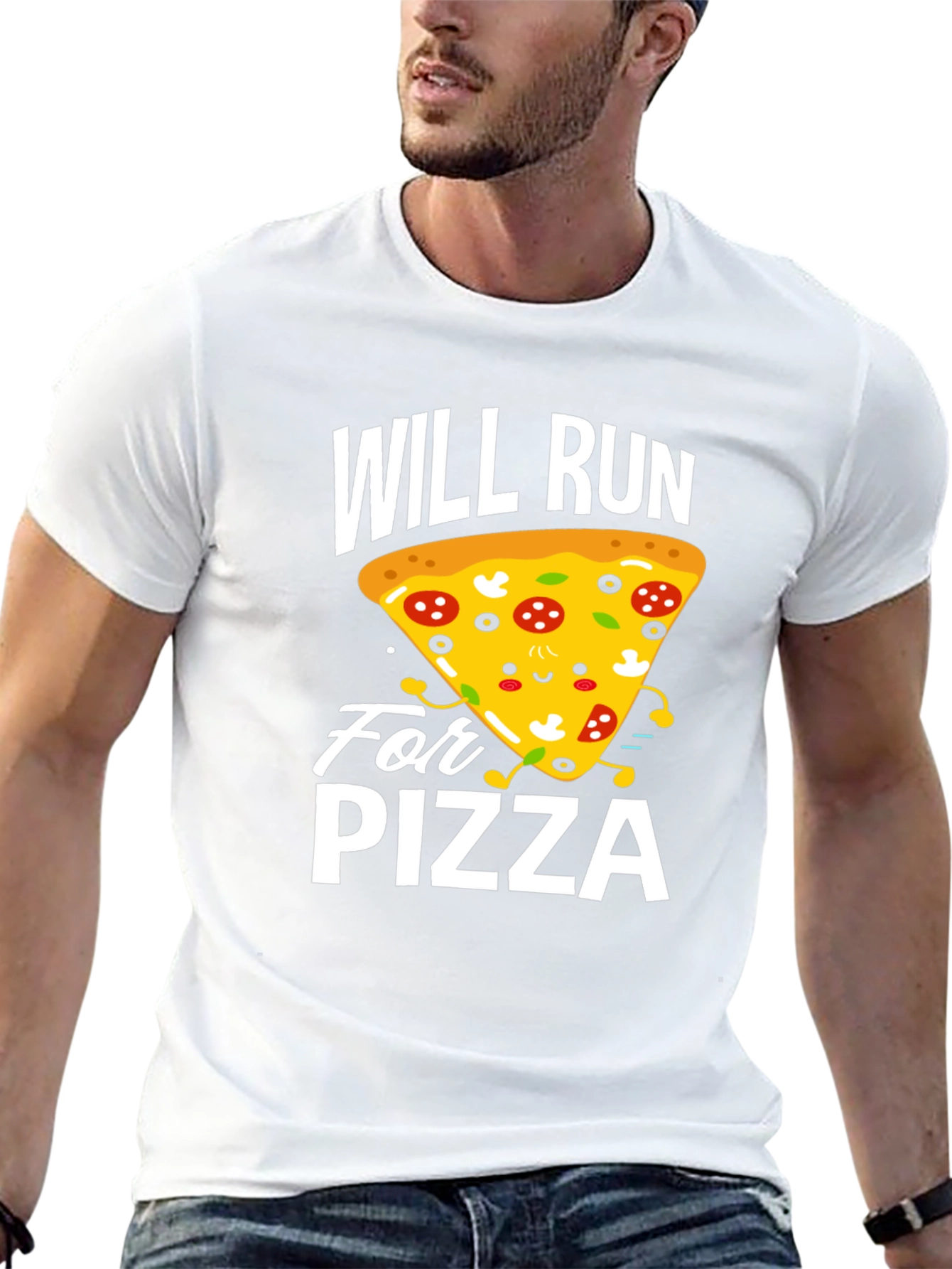 Will Run For Pizza Funny Graphic Tee
