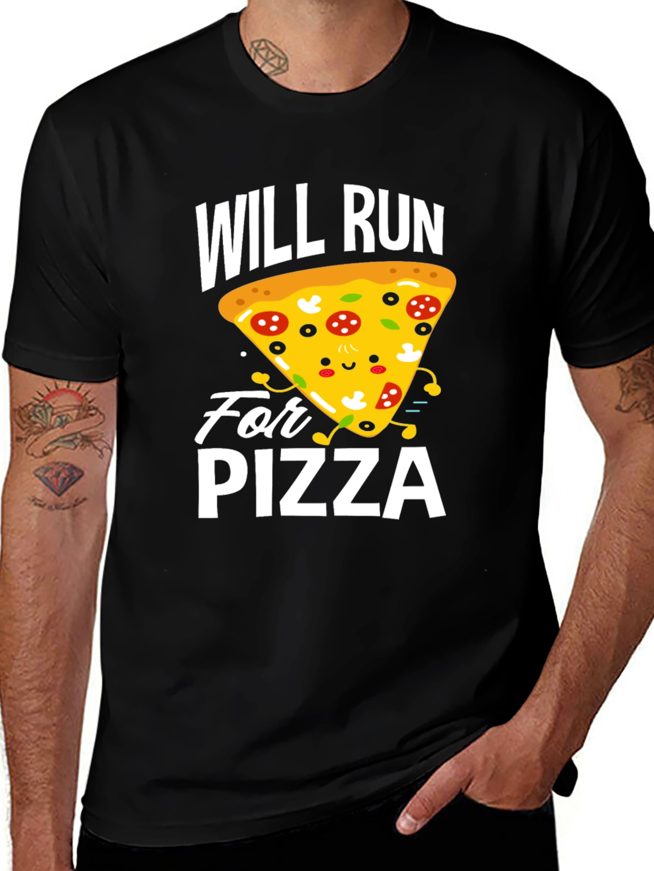 Will Run For Pizza Funny Graphic Tee