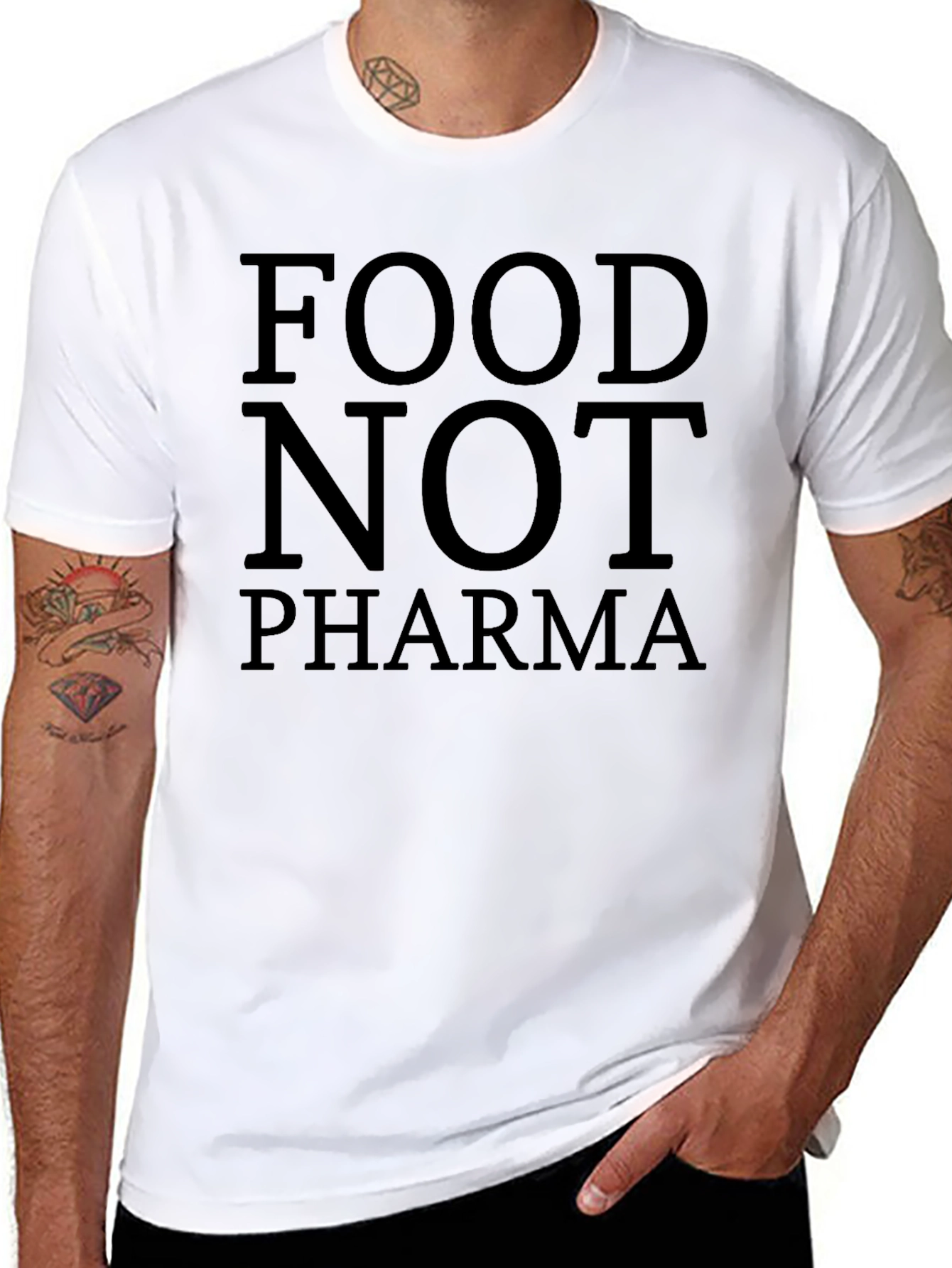 Food Not Pharma Black Graphic Tee