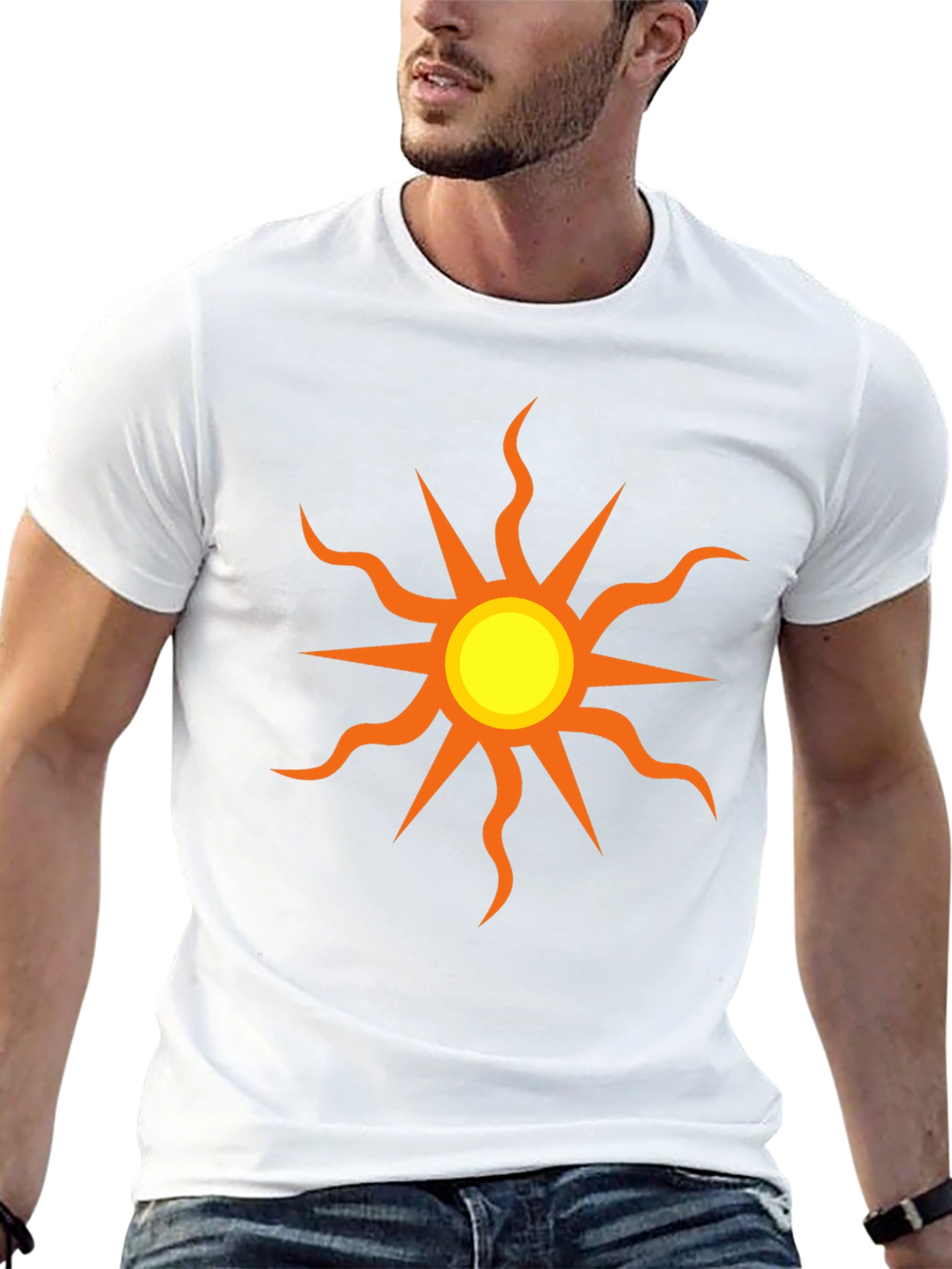 Black T-Shirt with Sun Graphic