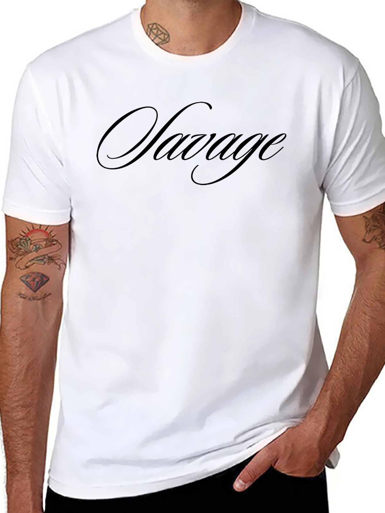 Savage Script Black T-Shirt - Stylish & Casual