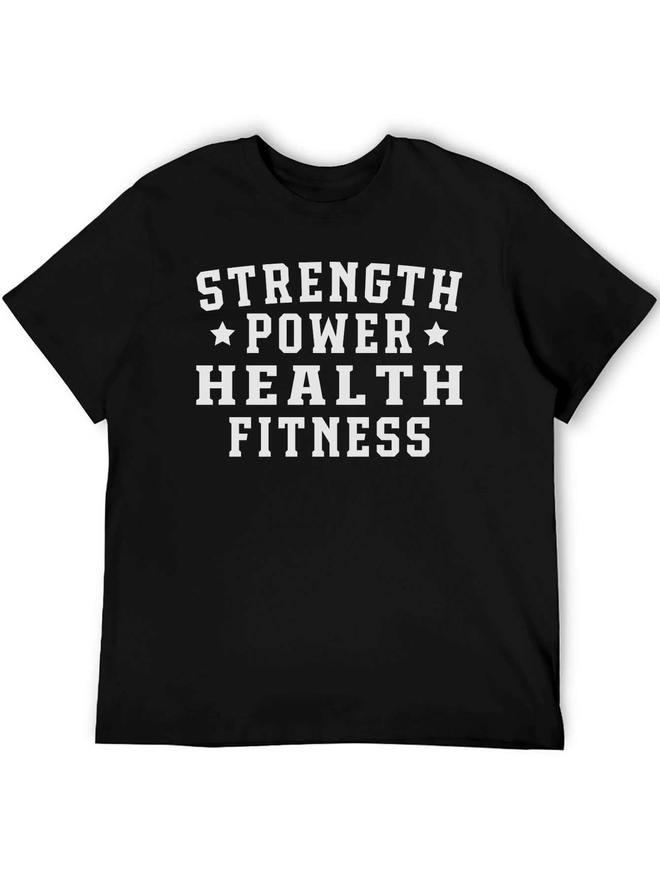 Strength Power Health Fitness Black Graphic T-Shirt