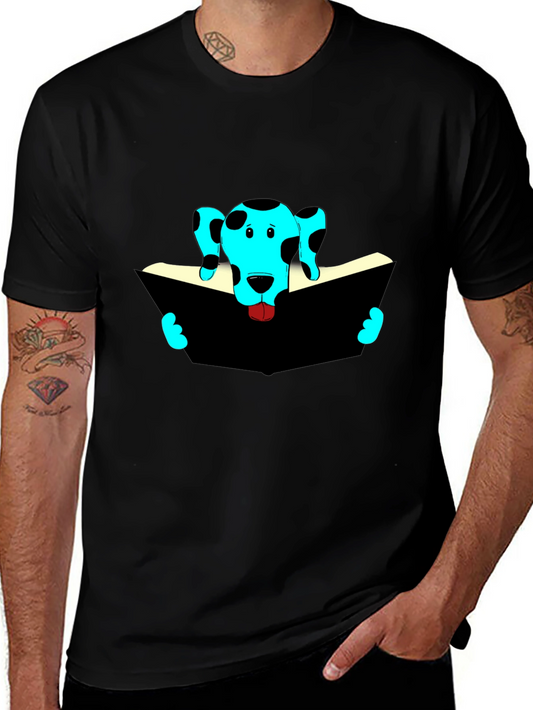 Dog Reading Black T-Shirt